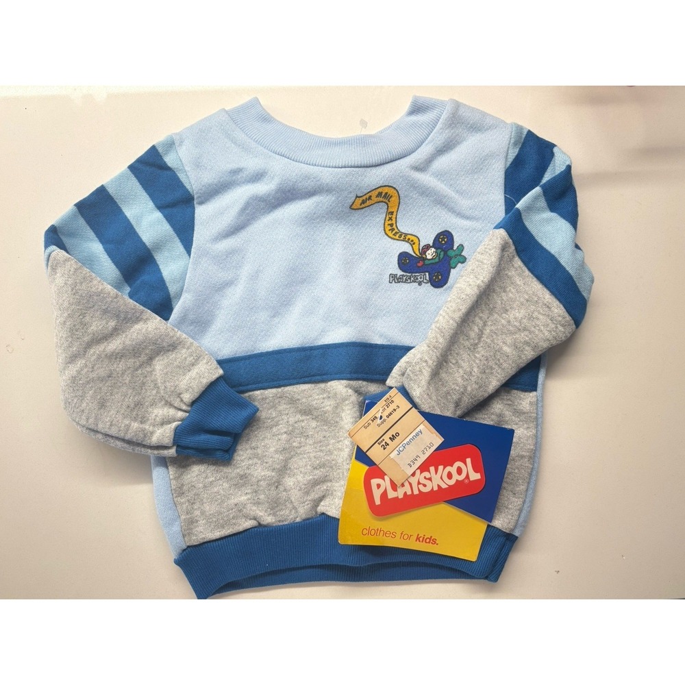 HTF  Vintage 1989 Playskool Air Mail Express Colorblock Sweatshirt Size 24 Mo